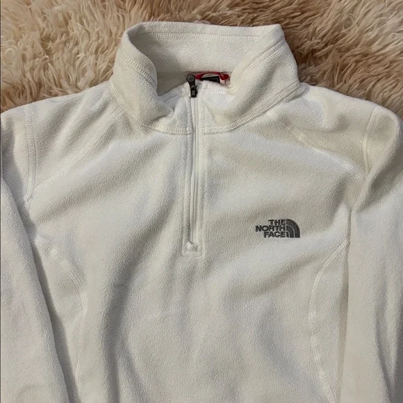 HP🌈 The North Face 1/4 Zip Fleece Pullover White Medium - Picture 3 of 6